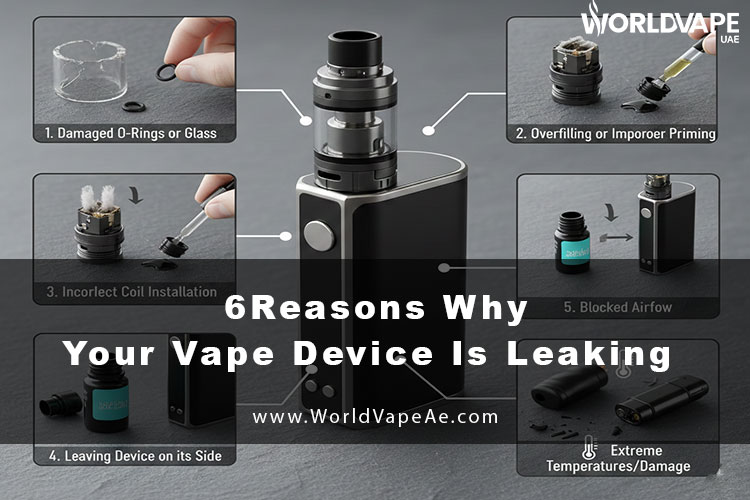 vape leaking causes UAE, technical breakdown e-cigarette physics, altitude temperature vibration vape leaks infographic - Vape Leaking? 6 Reasons Why & The Quick Fix Guide (Stop Leaks Today)