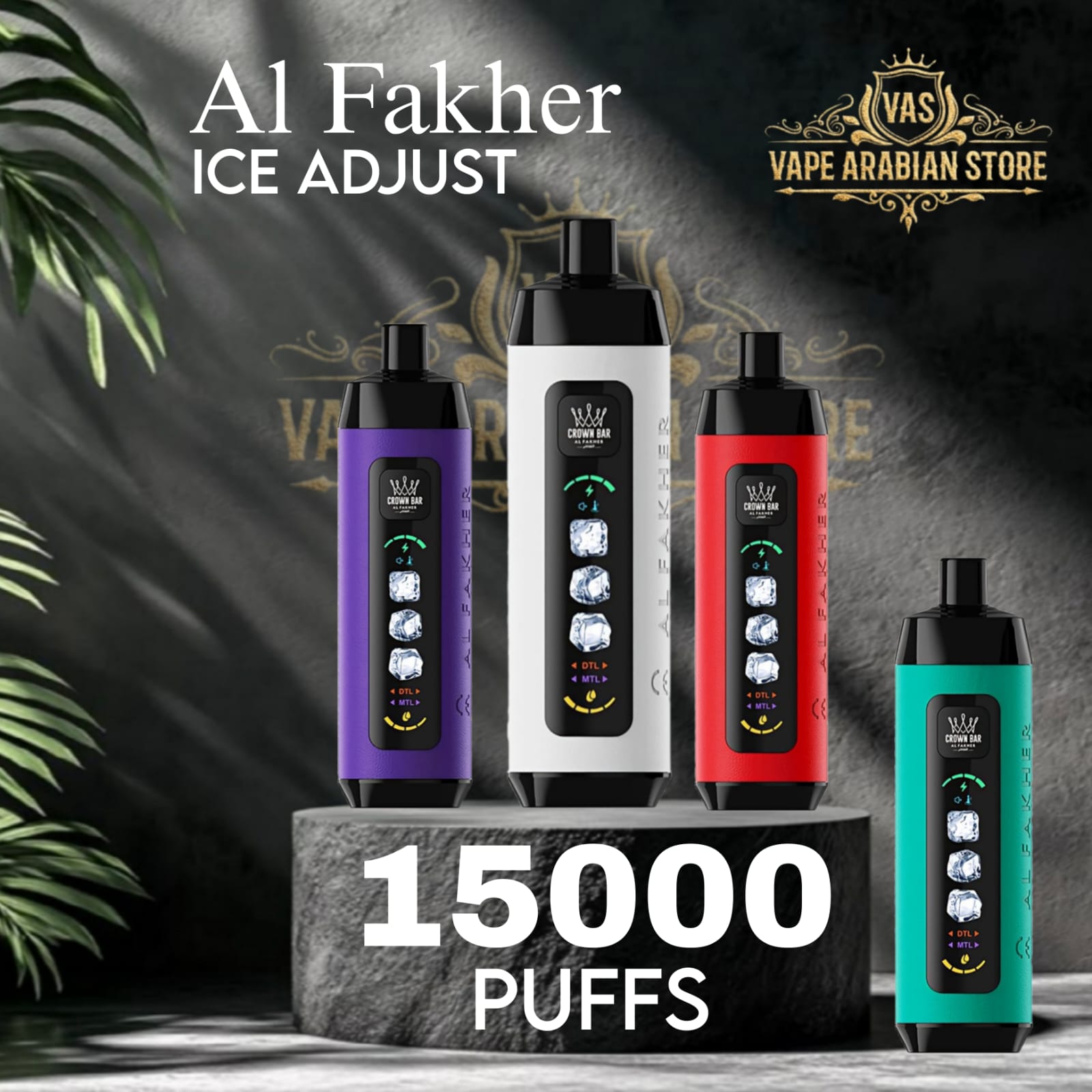 Al Fakher Crown Bar 15000 cost per puff infographic, vape value longevity comparison chart AED, economic savings disposable vape - Al Fakher Crown Bar Ice Adjust Disposable 15000 Puffs in UAE