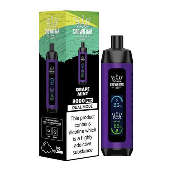 Al Fakher Crown Bar signature vape flavors, Two Apple Grape Mint Lucid Dream fruit arrangement, exotic shisha vape flavors - Al Fakher Crown Bar Disposable Vape Device | 8000 Puffs - 10PK ...