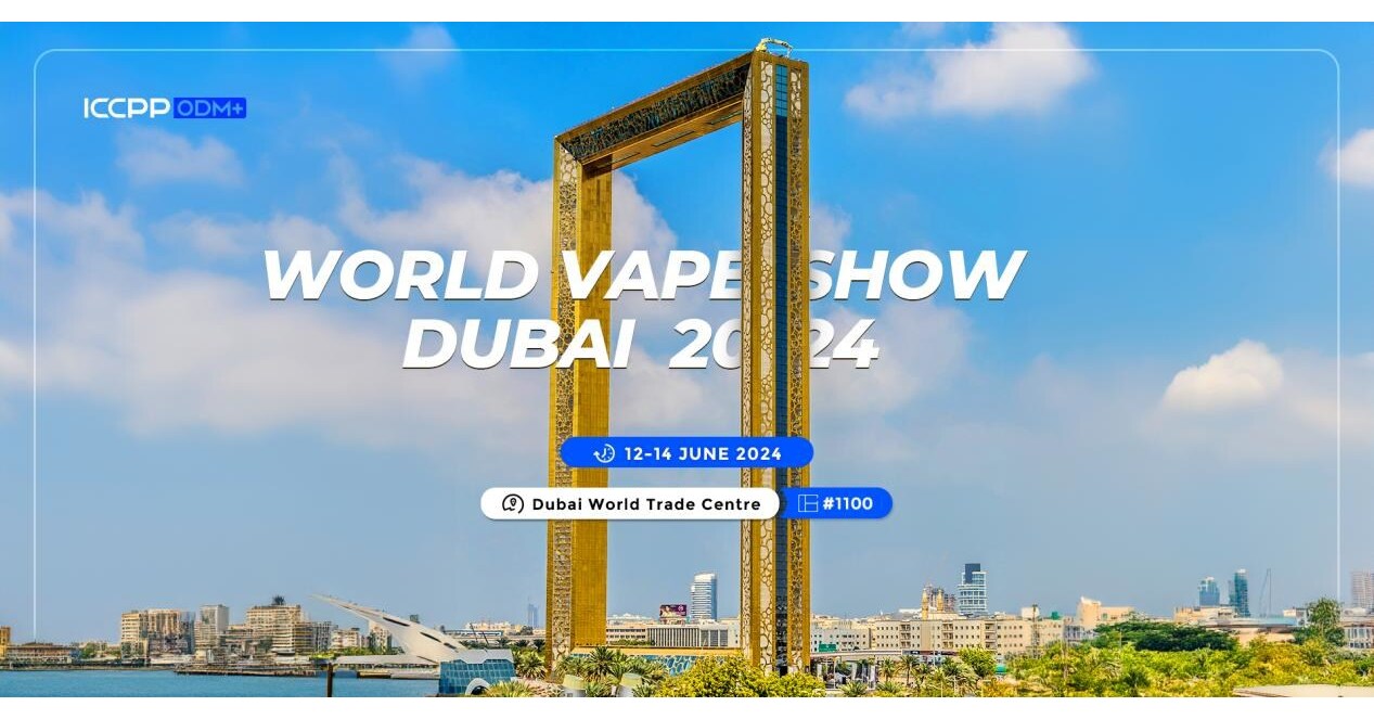 Dubai skyline modern vape scene, UAE flag disposable vapes, high-puff vape devices - Pioneering Innovation: ICCPP ODM+ Sets to Ignite the Vape Scene ...