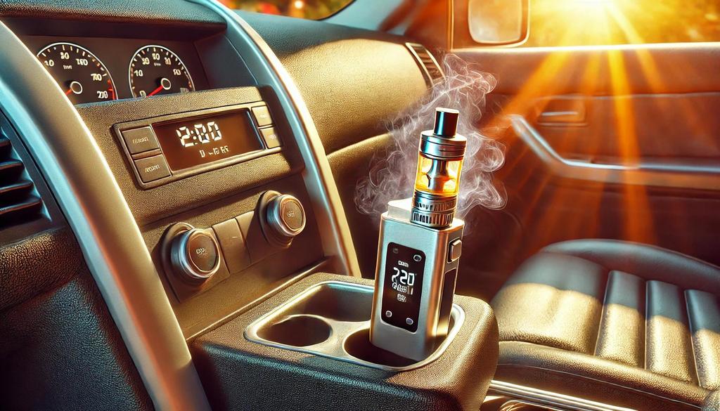 vape on hot car dashboard, overheating electronics danger, Dubai heat car interior, sun-exposed vape device - Is It Bad to Leave a Vape in a Hot Car?