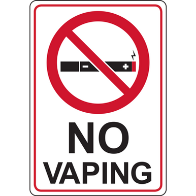 No vaping sign Dubai Mall, vape fine Dubai Metro, illegal vaping UAE public places, designated smoking area Dubai - NO VAPING WITH BOARDER SIGN