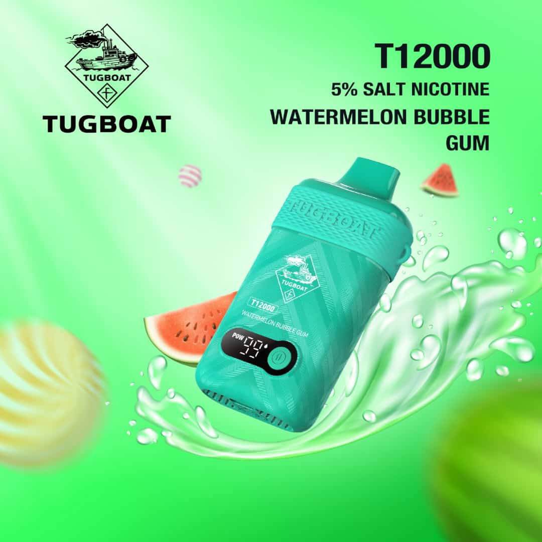 Tugboat T12000 LCD screen, vape battery e-liquid display, real-time vape data - Tugboat T12000 RECHARGEABLE DISPOSABLE - Long-lasting Vape with ...