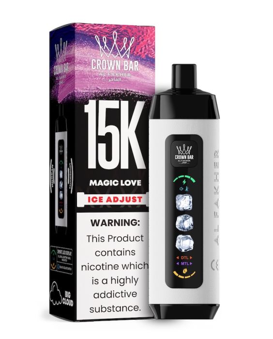 Al Fakher Crown Bar 15000 MoIAT ESMA compliance safety shield, regulated nicotine vape UAE standards, food-grade PC leather grip quality - Al Fakher Crown Bar Ice Adjust 15K
