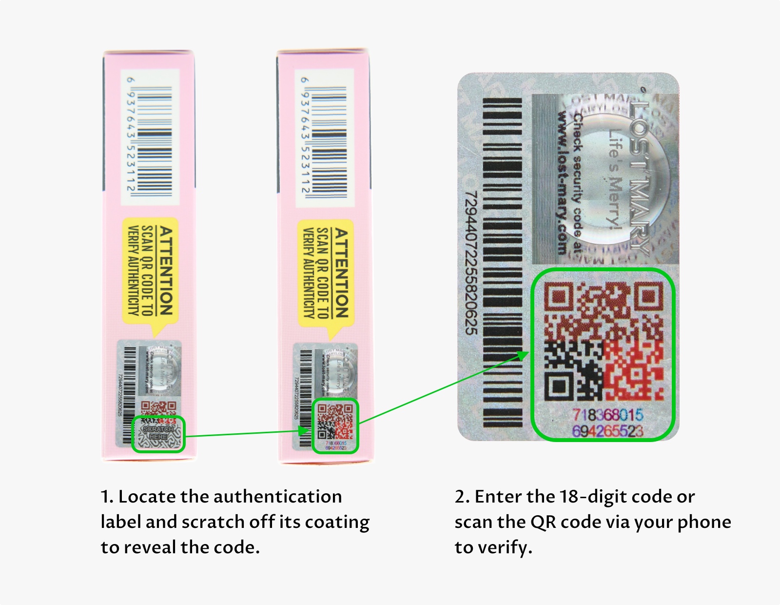 Authentic vape QR code verification, scanning vape authenticity label, anti-counterfeit disposable vape - Genuine Lost Mary Vape Products - Verify Your Product