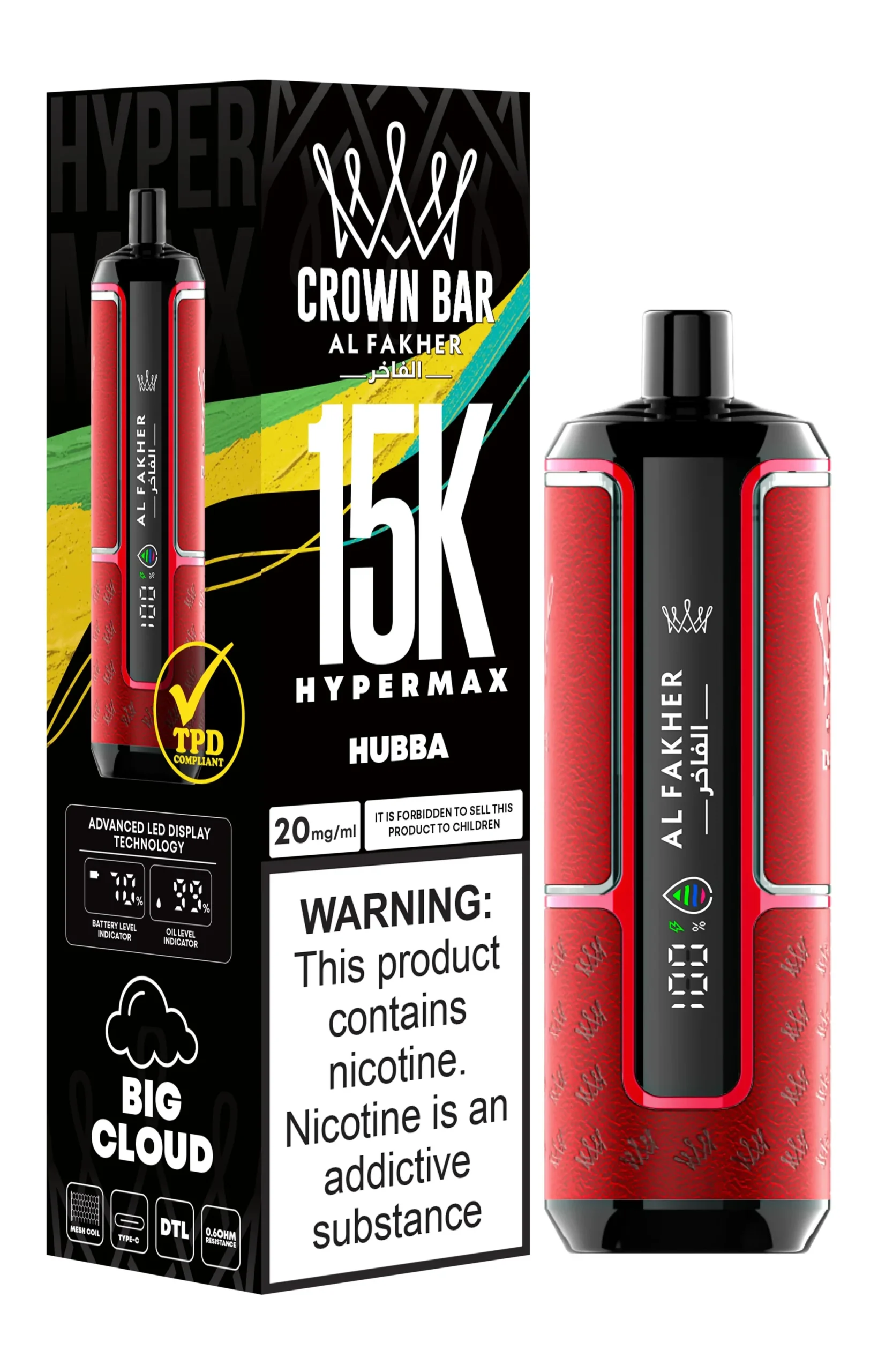 Al Fakher Crown Bar 15000 internal engineering diagram, sub-ohm vape coil technology schematic, vape liquid reservoir capillary management - Al Fakher Crown Bar 15,000 Puffs Hypermax Vape Box of 5 – Bart ...
