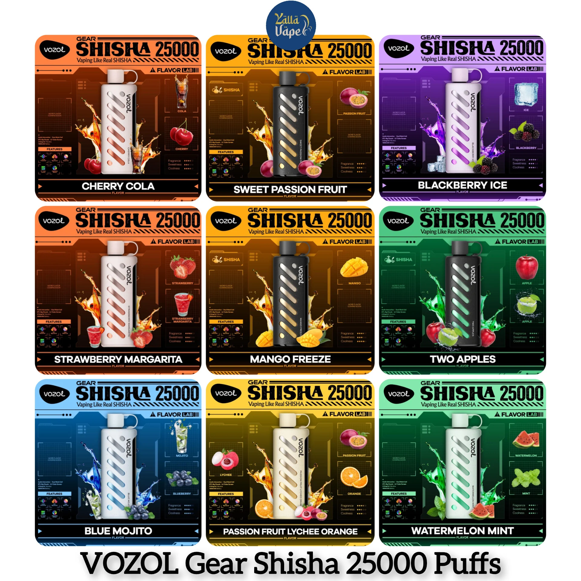 Vozol Gear Shisha 25000 Puffs smart vape, Advanced tech disposable vape UAE - VOZOL Gear Shisha 25000 Puffs Disposable Vape in UAE – YALLA VAPE