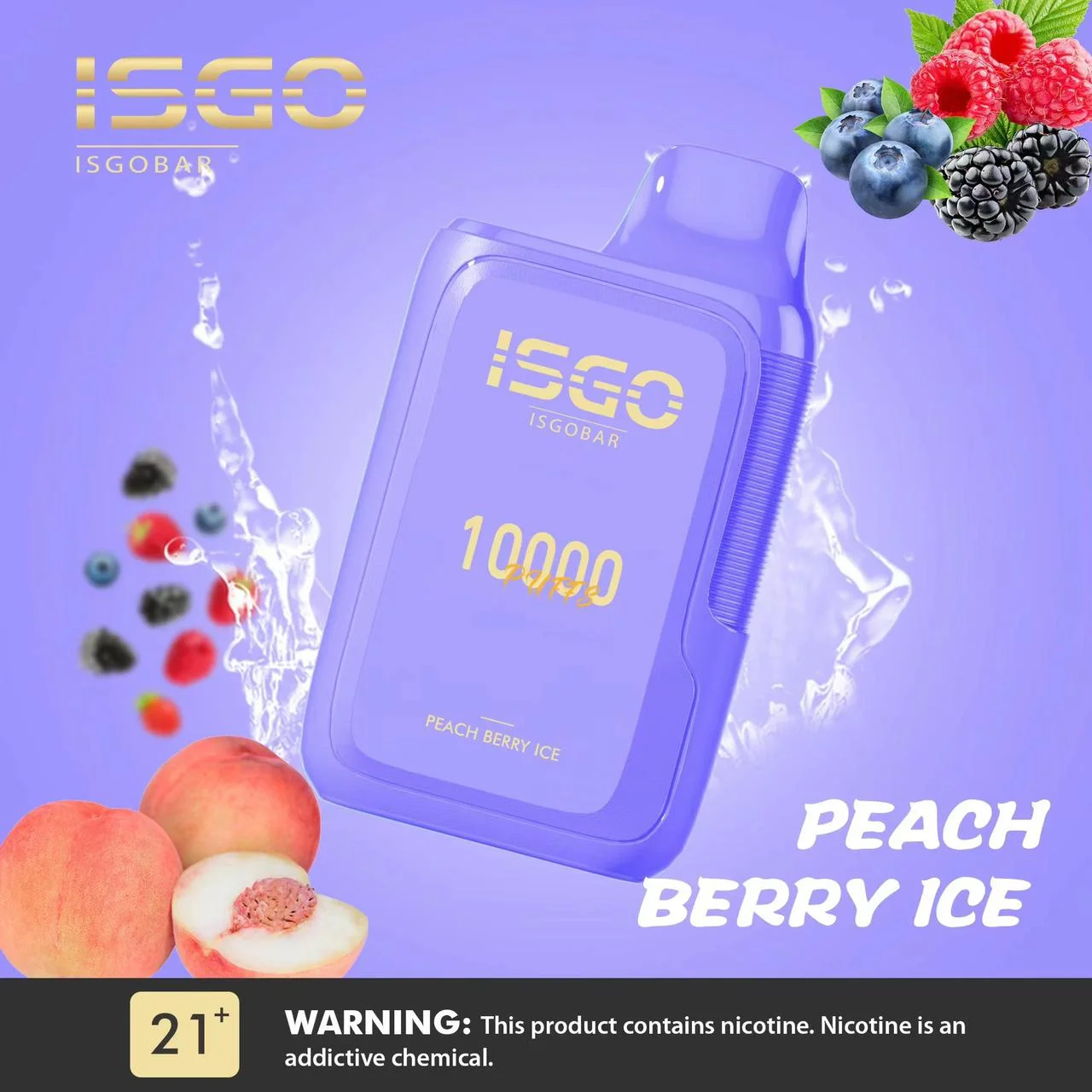 Isgo Bar 10000 Mixed Berries Peach Ice Lush Ice vape flavors - Peach Berry Ice By ISGO Bar Disposable Pod 10000 Puffs - Vape ALO ...
